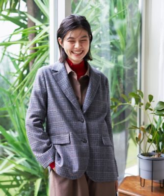 familiar ヴィンテージチェック ￼コットン ブレザー 残りわずか】【正統派】グレンチェックブレザー | CARA O CRUZ (Women