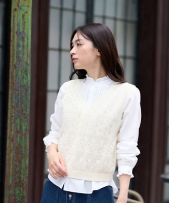 ＜CARA O CRUZ (Women)＞透かし編みニットベスト