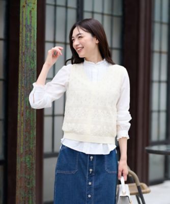 透かし編みニットベスト | CARA O CRUZ (Women)/キャラ・オ・クルス