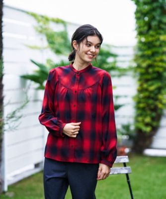 チェックバンドカラーブラウス | CARA O CRUZ (Women)/キャラ・オ