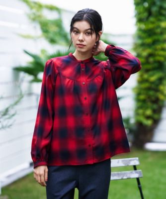 ＜CARA O CRUZ (Women)＞チェックバンドカラーブラウス