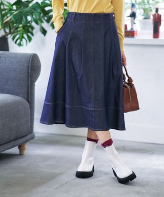 ＜CARA O CRUZ (Women)＞洗える　サイドボタンのデニムフレアスカート