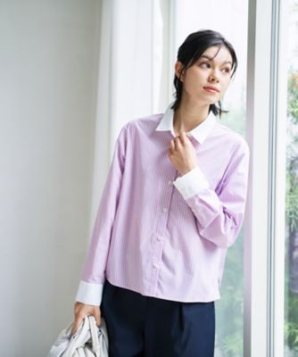 ＜CARA O CRUZ (Women)＞クレリックストライプシャツ