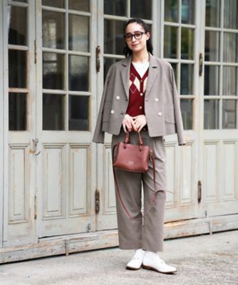 THE GUILTY PARTIES 赤 Vネック カーディガン アーガイルのVネックカーディガン | CARA O CRUZ (Women