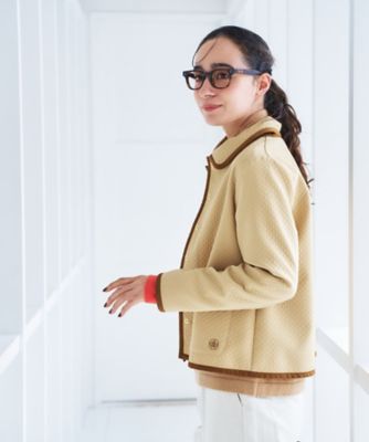 ▼美品 00s old  襟付きジップアップジャケット ベージュ 襟取り外し可 ステンカラージャケット | CARA O CRUZ (Women)/キャラ