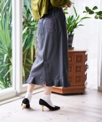 ストライプフリルスカート | CARA O CRUZ (Women)/キャラ・オ・クルス