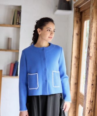 ノーカラーニットジャケット【ANNE CLAIRE】【35th