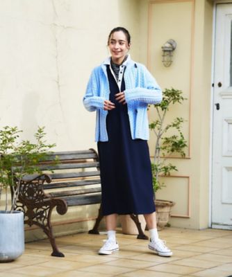 美品】ザドラ ケーブル編み ダブルジップニットジャケット 紺 イタリア製