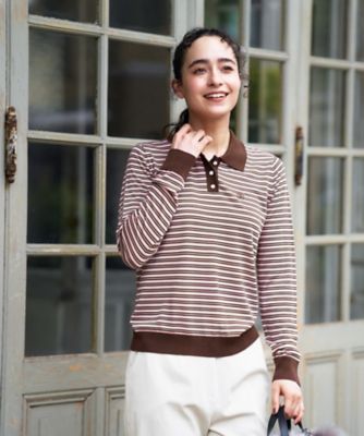 ＜CARA O CRUZ (Women)＞ボーダー柄ニットポロ