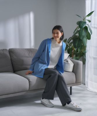 アンダール 裏起毛 ワイドパンツ Sロング オブシディアングレー