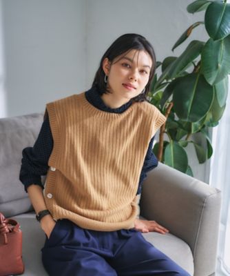 ＜CARA O CRUZ (Women)＞【重ね着を楽しむ】リブニットベスト