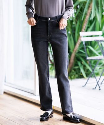 ＜CARA O CRUZ (Women)＞暖裏起毛ブラックデニムパンツ