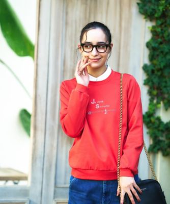 ＜CARA O CRUZ (Women)＞刺繍クルーネックカットソー【ＣｏＣ　ｂｙ　ＣＡＲＡ　Ｏ　ＣＲＵＺ】