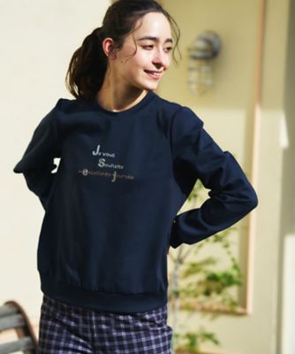 ＜CARA O CRUZ (Women)＞刺繍クルーネックカットソー【ＣｏＣ　ｂｙ　ＣＡＲＡ　Ｏ　ＣＲＵＺ】