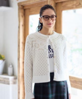 CARA O CRUZ (Women)/キャラ・オ・クルス スノーフレーク柄シャギーカーディガン 91アイボリー トップス【三越伊勢丹/公式】