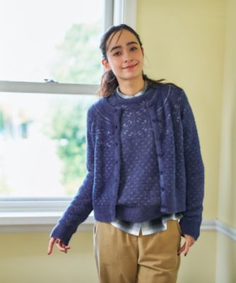 ＜CARA O CRUZ (Women)＞もこふわ　スノーフレーク柄シャギーカーディガン【セットアップ】