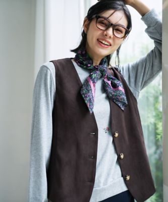 りりco 　plage 美品★ヴィンテージスカーフプリントブラウス Fratelli Luigi/別注 シルクコットン フリンジスカーフ