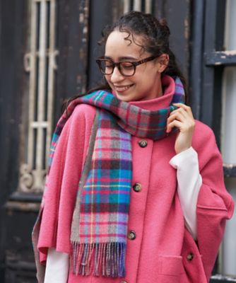 カラフルチェックのカシミヤマフラー【ピンクリボン】 | CARA O CRUZ