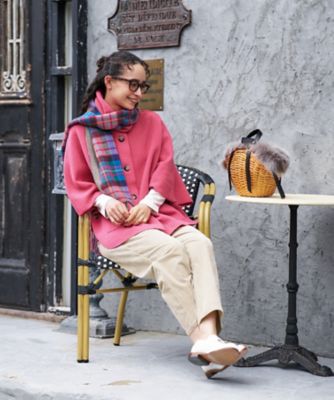 カシミヤのカラフルチェックマフラー【ピンクリボン】 | CARA O CRUZ