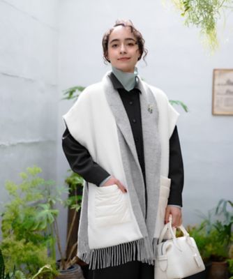 CARA O CRUZ (Women)/キャラ・オ・クルス 異素材MIXリバーシブルケープベスト 91アイボリー スカーフ・ショール【三越伊勢丹/公式】