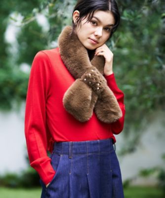 ＜CARA O CRUZ (Women)＞ビジュー付き　フェイクファーストール