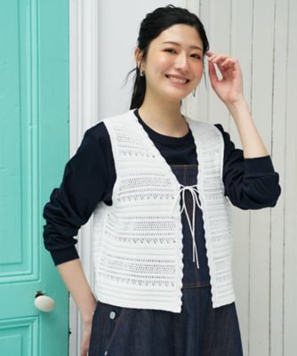 透かし編みVネックニットベスト | CARA O CRUZ (Women)/キャラ・オ
