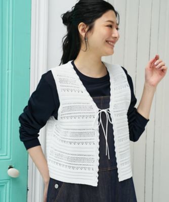 ＜CARA O CRUZ (Women)＞透かし編みＶネックニットベスト