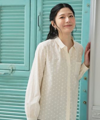 美品Char チャー コットンローンプチカラーギャザーブラウス コットン 
