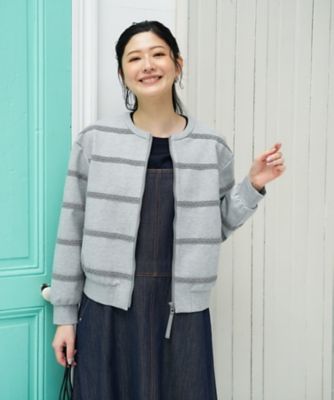 ストレッチ】レースボーダーのジップジャケット | CARA O CRUZ (Women 