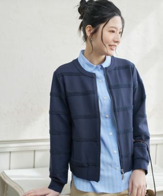 ＜CARA O CRUZ (Women)＞レースボーダージップジャケット