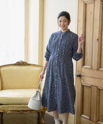 洗える 花柄スタンドカラーワンピース【CoC by CARA O