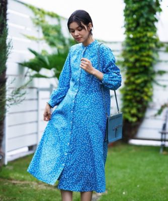 洗える 花柄スタンドカラーワンピース【CoC by CARA O