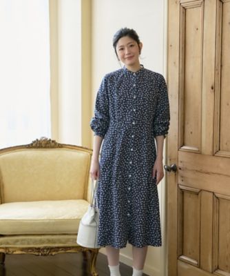 洗える 花柄スタンドカラーワンピース【CoC by CARA O