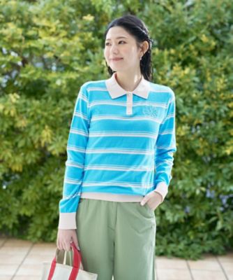 ＜CARA O CRUZ (Women)＞ボーダー花刺繍ポロニット