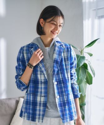 ストレッチ】チェック柄テーラードジャケット | CARA O CRUZ (Women