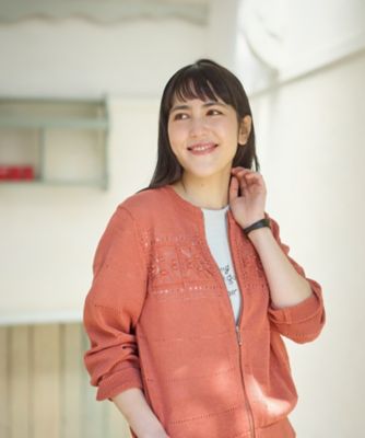 透かし編みジップアップカーディガン | CARA O CRUZ (Women)/キャラ