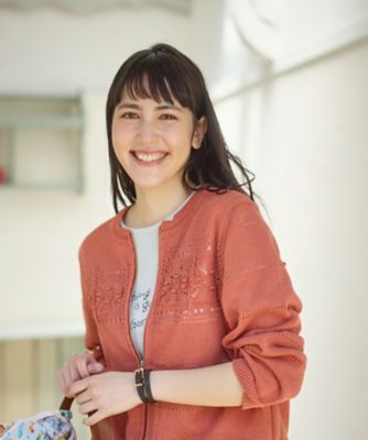 ＜CARA O CRUZ (Women)＞透かし編みジップアップカーディガン