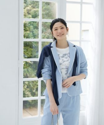 ＜CARA O CRUZ (Women)＞洗える　シアサッカーパイピングジャケット