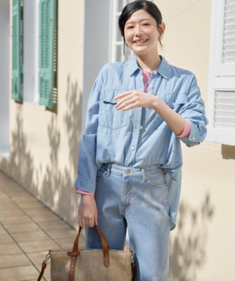 ＜CARA O CRUZ (Women)＞洗える　チュニックのウルトラライトオンデニムシャツ
