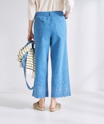 即完売品 最新作 新品 UNMINOU バックスカラップデニム BLUE ストレッチ】裾スカラップクロップドデニム | CARA O CRUZ (Women