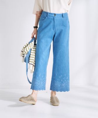 ＜CARA O CRUZ (Women)＞裾スカラップ刺繍　クロップドデニム