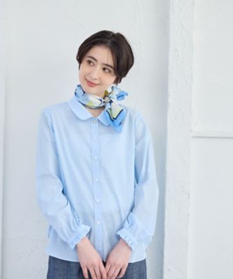 ＜CARA O CRUZ (Women)＞丸襟ギャザースリーブシャツ【ＣｏＣ　ｂｙ　ＣＡＲＡ　Ｏ　ＣＲＵＺ】