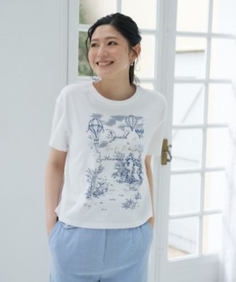 ＜CARA O CRUZ (Women)＞洗える気球モチーフＴシャツ【ＣｏＣ　ｂｙ　ＣＡＲＡ　Ｏ　ＣＲＵＺ】