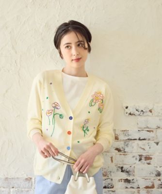 フローラル刺繍Vネックカーディガン【CoC by CARA O