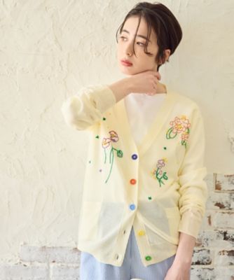フローラル刺繍Vネックカーディガン【CoC by CARA O