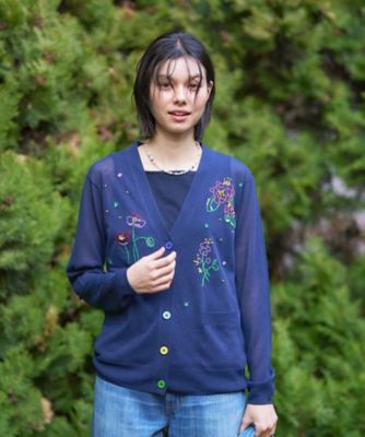 フローラル刺繍Vネックカーディガン【CoC by CARA O