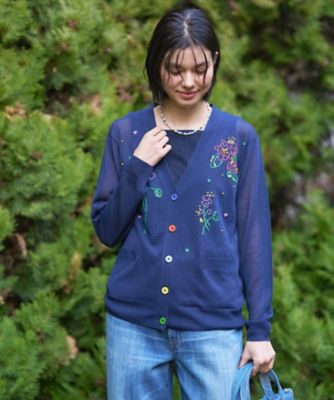 フローラル刺繍Vネックカーディガン【CoC by CARA O