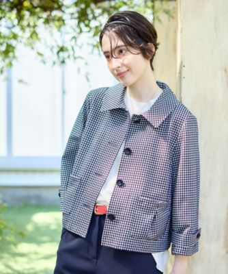 ＜CARA O CRUZ (Women)＞ギンガムチェックステンカラージャケット【ＣｏＣ　ｂｙ　ＣＡＲＡ　Ｏ　ＣＲＵＺ】