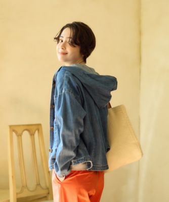 ＜CARA O CRUZ (Women)＞洗える　デニムフーデッドジャケット【ＣｏＣ　ｂｙ　ＣＡＲＡ　Ｏ　ＣＲＵＺ】【セットアップ】