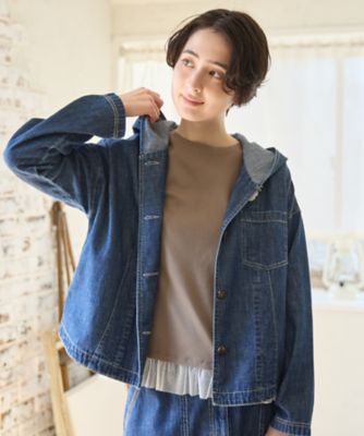 洗える デニムフーデッドジャケット【CoC by CARA O 